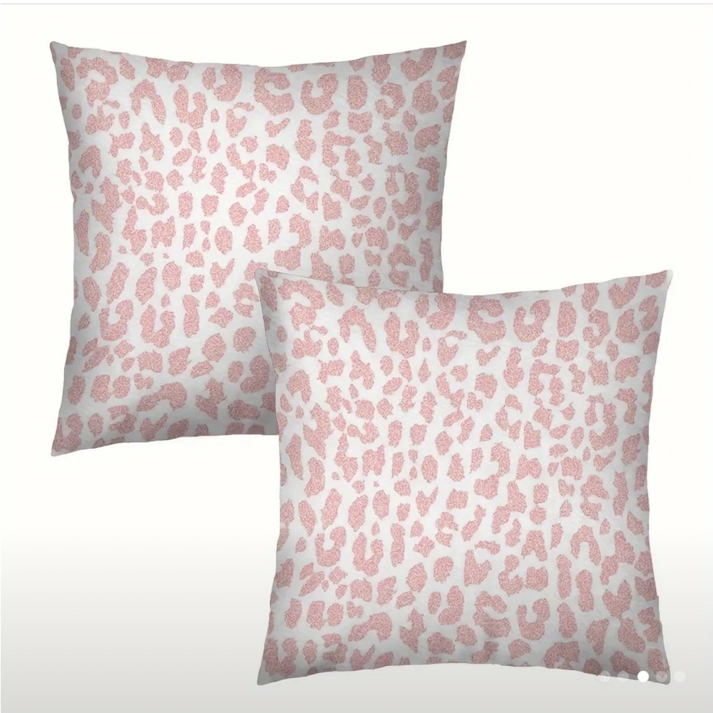 2 Pack Pink Leopard Print Accent Pillow Covers Only (Please see all pictures)